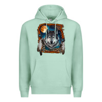 Seafoam wolf and feathers Premium Hoodie - RanaPortraitStore