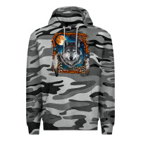 Slate Camo wolf and feathers Premium Hoodie - RanaPortraitStore