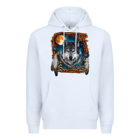 White wolf and feathers Premium Hoodie - RanaPortraitStore