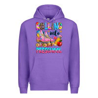 Purple rolling into preschool grade Premium Hoodie - texasbilliewilder