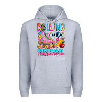 Heather Grey rolling into preschool grade Premium Hoodie - texasbilliewilder