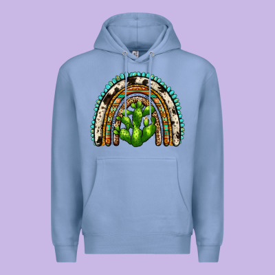 Western Cactus Rainbow Premium Hoodie Designed By Zillion Design Studio