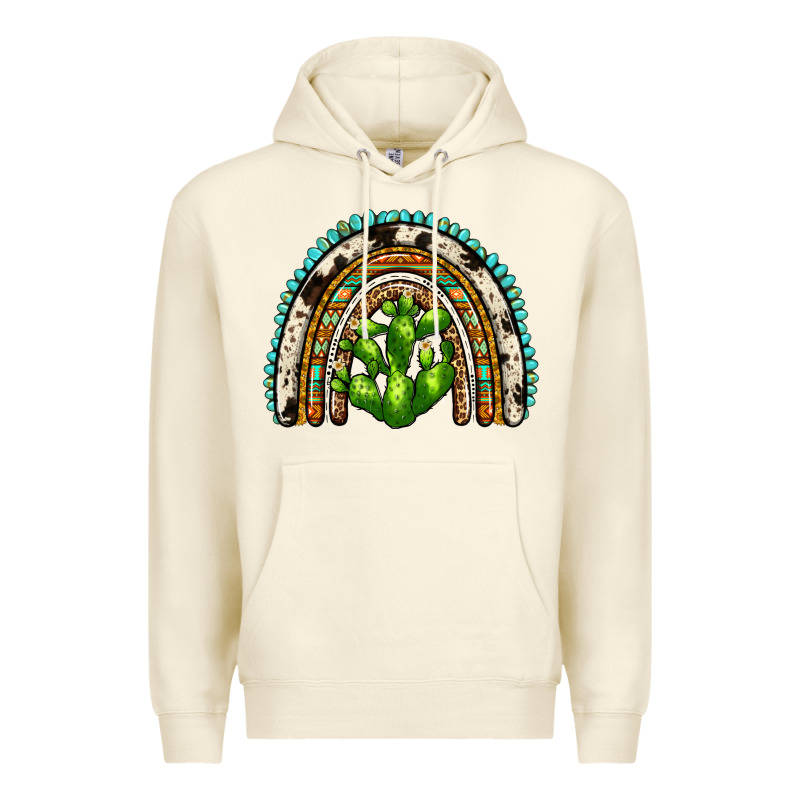 Western Cactus Rainbow Premium Hoodie by Zillion Design Studio | Teevron