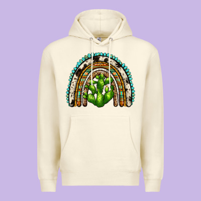 Western Cactus Rainbow Premium Hoodie Designed By Zillion Design Studio
