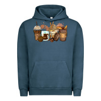 Pigment Midnight Navy leopard coffee cups Urban Hoodie - Zillion Design Studio