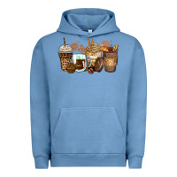 Pigment Pebble Blue leopard coffee cups Urban Hoodie - Zillion Design Studio