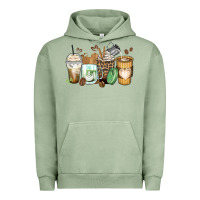 Pigment Oil Green latte coffee cups Urban Hoodie - Zillion Design Studio