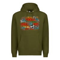 Army Green leopard aztec background Premium Hoodie - Zillion Design Studio