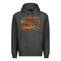 Charcoal Heather leopard aztec background Premium Hoodie - Zillion Design Studio