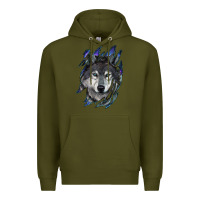 Army Green wolf scratch mark Premium Hoodie - RanaPortraitStore