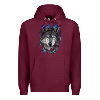 Burgundy wolf scratch mark Premium Hoodie - RanaPortraitStore