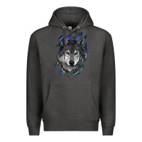 Charcoal Heather wolf scratch mark Premium Hoodie - RanaPortraitStore