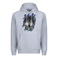 Heather Grey wolf scratch mark Premium Hoodie - RanaPortraitStore