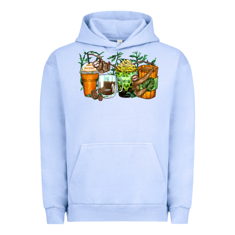 Sloth Coffee Cups Urban Hoodie by Zillion Design Studio | Teevron