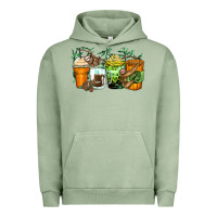 Pigment Oil Green sloth coffee cups Urban Hoodie - Zillion Design Studio