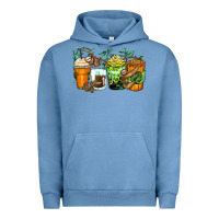 Pigment Pebble Blue sloth coffee cups Urban Hoodie - Zillion Design Studio