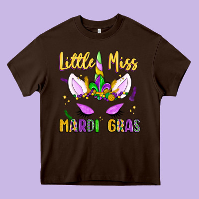 Little Miss Mardi Gras Heavy Core Tee Designed By Lillyallendesigns