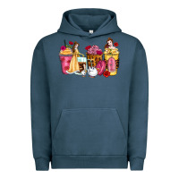 Pigment Midnight Navy princess cartoon coffee cups Urban Hoodie - Zillion Design Studio