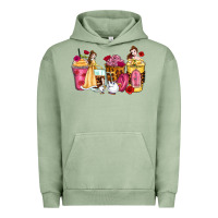 Pigment Oil Green princess cartoon coffee cups Urban Hoodie - Zillion Design Studio