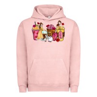 Pigment Salmon princess cartoon coffee cups Urban Hoodie - Zillion Design Studio