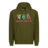 Army Green happy easter eggs with sunflower leopard and cactus Premium Hoodie - RanaPortraitStore