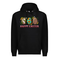 Black happy easter eggs with sunflower leopard and cactus Premium Hoodie - RanaPortraitStore