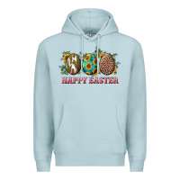 Blue Mist happy easter eggs with sunflower leopard and cactus Premium Hoodie - RanaPortraitStore