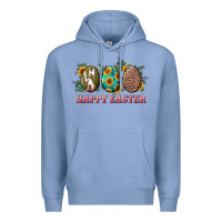 Colony Blue happy easter eggs with sunflower leopard and cactus Premium Hoodie - RanaPortraitStore