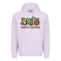 Lilac happy easter eggs with sunflower leopard and cactus Premium Hoodie - RanaPortraitStore