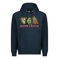 Navy happy easter eggs with sunflower leopard and cactus Premium Hoodie - RanaPortraitStore