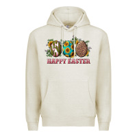 Oatmeal Heather happy easter eggs with sunflower leopard and cactus Premium Hoodie - RanaPortraitStore