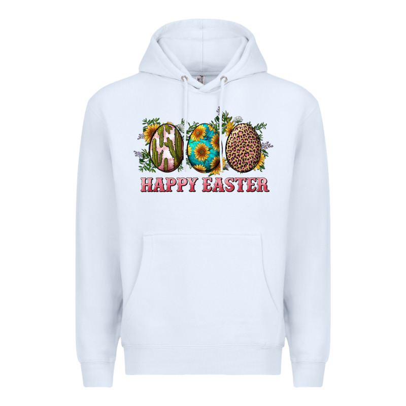Happy Easter Eggs With Sunflower Leopard And Cactus Premium Hoodie by RanaPortraitStore | Teevron