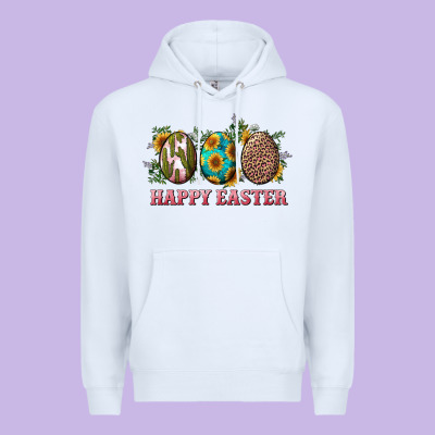 Happy Easter Eggs With Sunflower Leopard And Cactus Premium Hoodie Designed By Ranaportraitstore