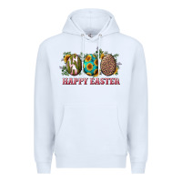 White happy easter eggs with sunflower leopard and cactus Premium Hoodie - RanaPortraitStore