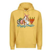 Antique Gold happy easter bunny carrots and eggs Premium Hoodie - RanaPortraitStore