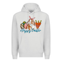 Dove Grey happy easter bunny carrots and eggs Premium Hoodie - RanaPortraitStore