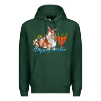 Sports Green happy easter bunny carrots and eggs Premium Hoodie - RanaPortraitStore