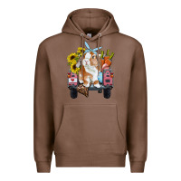 Chestnut easter truck with bunny sunflowers and eggs Premium Hoodie - RanaPortraitStore