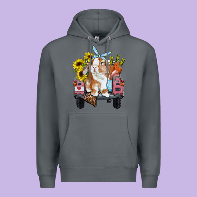 Easter Truck With Bunny Sunflowers And Eggs Premium Hoodie Designed By Ranaportraitstore