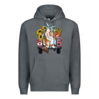 Rock easter truck with bunny sunflowers and eggs Premium Hoodie - RanaPortraitStore