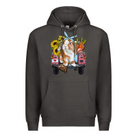 Smoke easter truck with bunny sunflowers and eggs Premium Hoodie - RanaPortraitStore