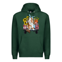 Sports Green easter truck with bunny sunflowers and eggs Premium Hoodie - RanaPortraitStore