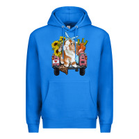 True Royal easter truck with bunny sunflowers and eggs Premium Hoodie - RanaPortraitStore