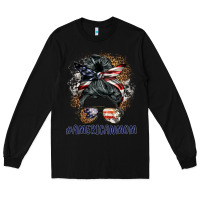 Black americanmom messy bun Long Sleeve Tee - BarkalooDesign