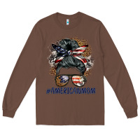 Chestnut americanmom messy bun Long Sleeve Tee - BarkalooDesign