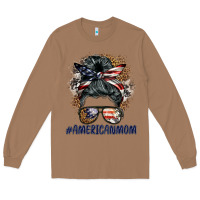 Toasted Coconut americanmom messy bun Long Sleeve Tee - BarkalooDesign