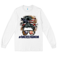 White americanmom messy bun Long Sleeve Tee - BarkalooDesign