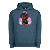 Pigment Midnight Navy Balerina Dachshund With Tutu Urban Hoodie - RanaPortraitStore