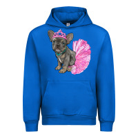 Cobalt Balerina French Bulldog With Tutu Urban Hoodie - RanaPortraitStore