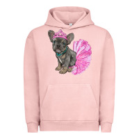 Pigment Salmon Balerina French Bulldog With Tutu Urban Hoodie - RanaPortraitStore